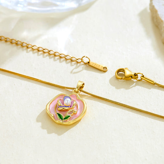 Enamel-flower Necklace