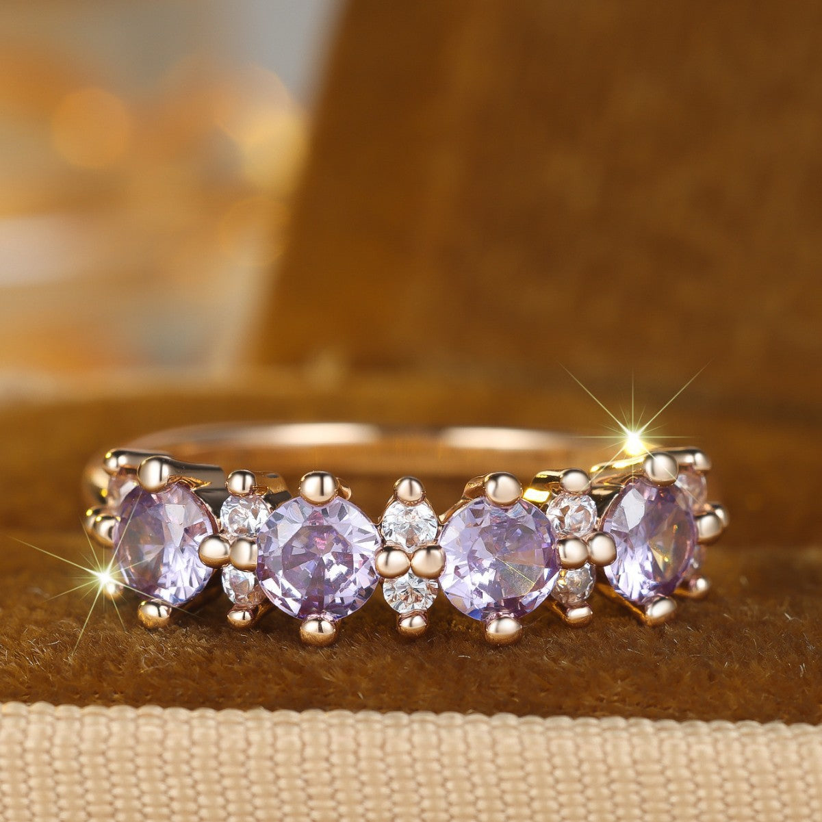 Purple Diamond-edged Ring
