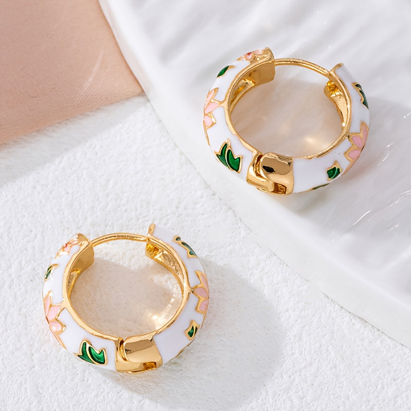 Exquisite Enamel Round Earrings