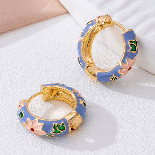 Exquisite Enamel Round Earrings