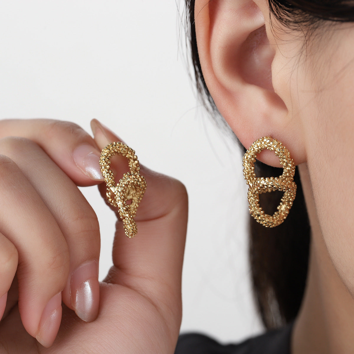 Retro Frosted Hoop Earrings