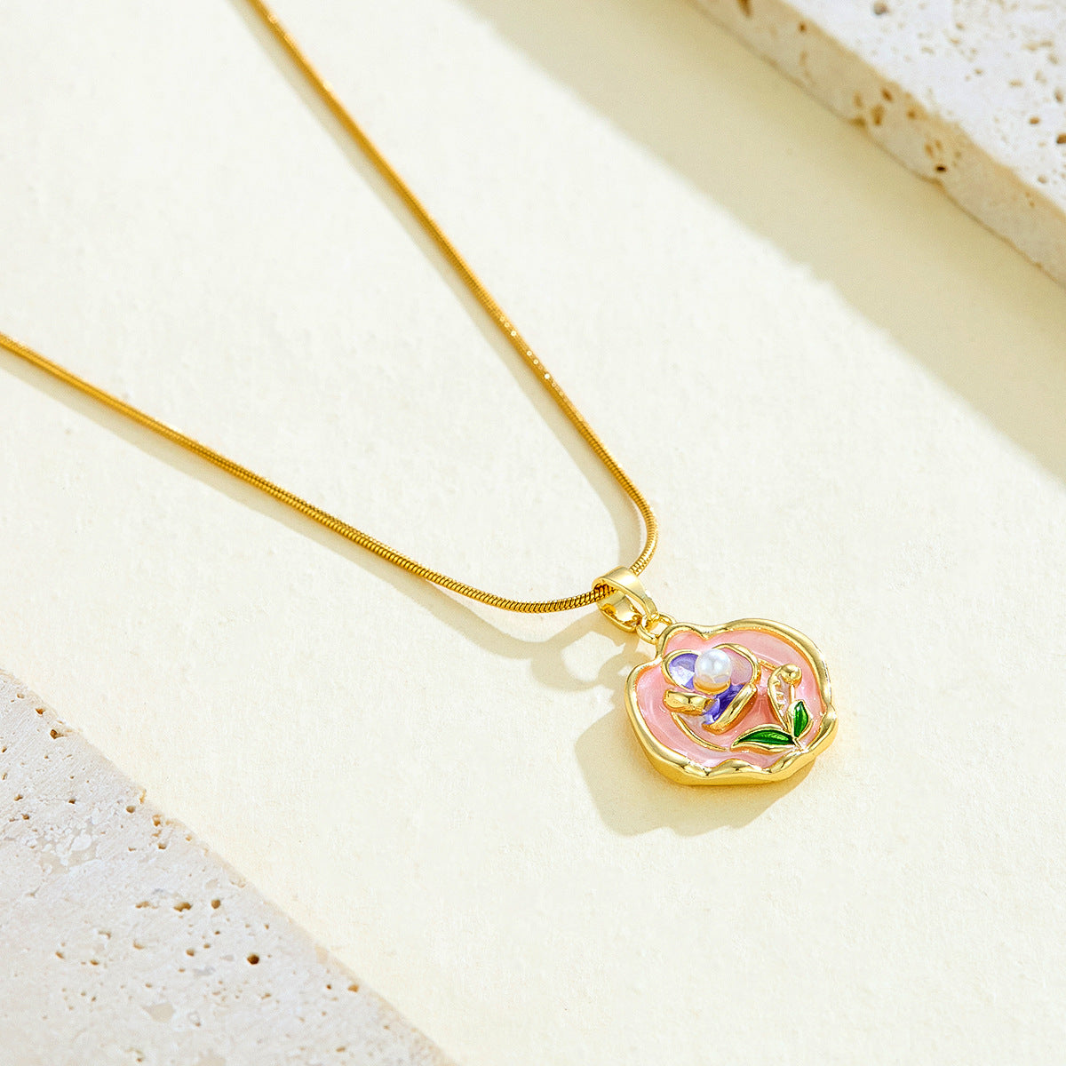 Enamel-flower Necklace