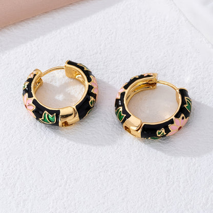 Exquisite Enamel Round Earrings