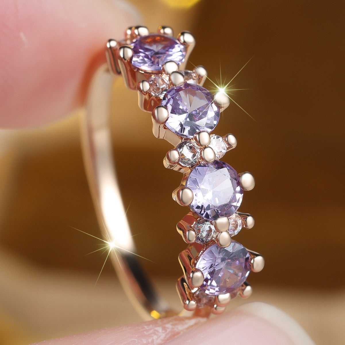Purple Diamond-edged Ring