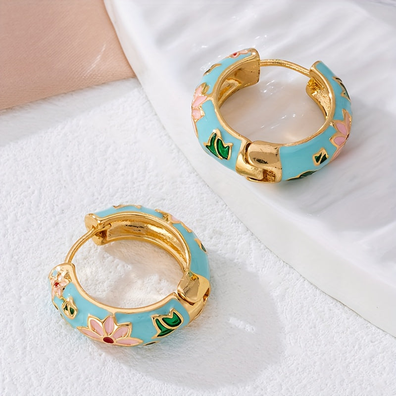 Exquisite Enamel Round Earrings