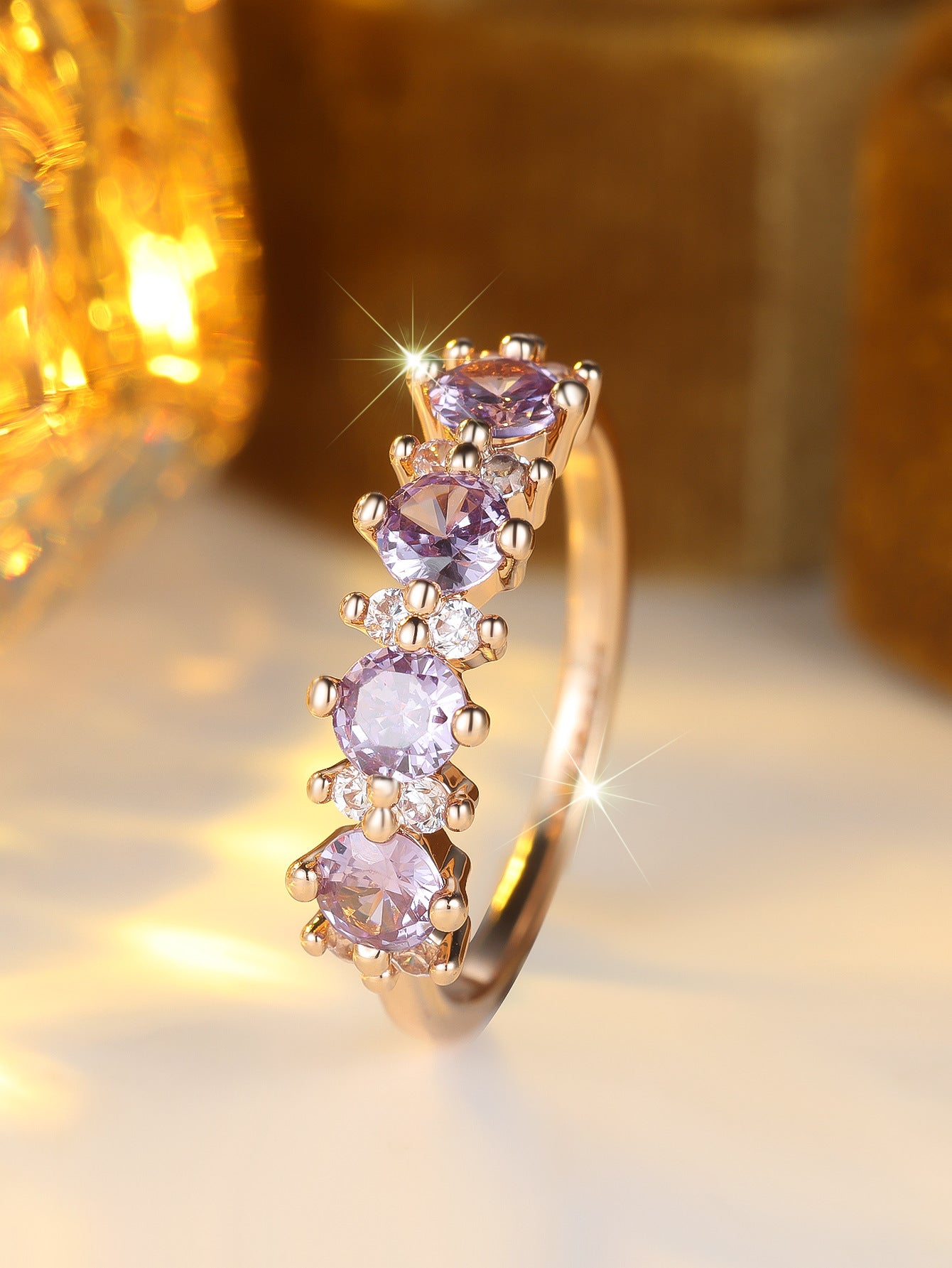 Purple Diamond-edged Ring