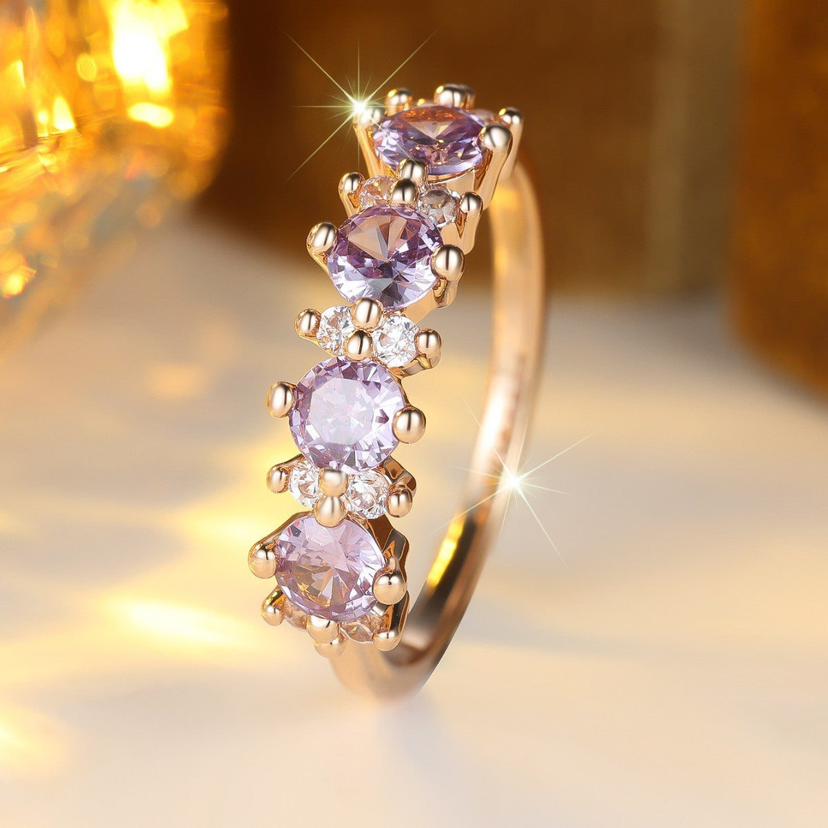 Purple Diamond-edged Ring