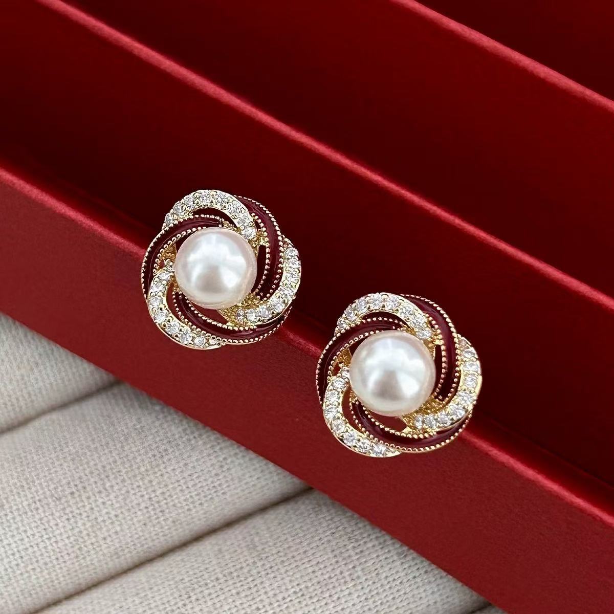 Diamond-Encrusted Red Earrings