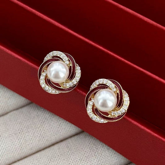Diamond-Encrusted Red Earrings